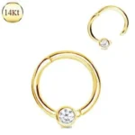 14Kt. Yellow Gold Jeweled Seamless Clicker Ring - Elegant and Versatile Jewelry Piece