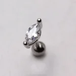 Elegant 316L Stainless Steel Marquise Cut Clear CZ Cartilage Earring - Hypoallergenic & Stylish Piercing Jewelry