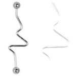 316L Surgical Steel Wave Industrial Barbell - Unique Sound Wave Design, 14GA, 38mm Length