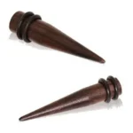 Organic Ebony Wood Taper with O-Ring - Handcrafted Straight Taper for Ear Piercing