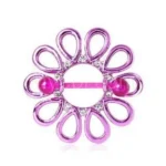 Stunning PVD Plated Purple Gemmed Flower Burst Nipple Shield BioFlex Bar Included