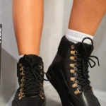 Jillian Leather Lace Up Platform Boots Bold, High-Quality Faux Leather Design