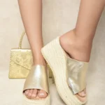 Elegant & Comfortable Anna Metallic Wedge Slide Sandals - Perfect for Summer