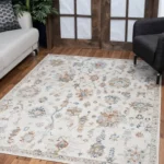 Noble Ivory Area Rug 5'3" x 7'3" - Soft & Elegant Traditional Design, Made in Turkey