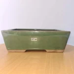 25cm Glazed Rectangle Bonsai Pot - Green | High-Quality Ceramic | with Wiring and Drainage Holes