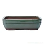 26cm Glazed Green Rectangle Bonsai Pot | Indoor & Outdoor | Durable Ceramic with Drainage Holes