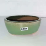 Elegant 13cm Glazed Green Oval Bonsai Pot - Perfect Miniature Garden Accessory