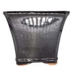 18cm Glazed Cascade Bonsai Pot - Elegant Square Design | Black Finish | 18cm x 18cm x 16cm