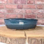Elegant 21cm Blue Glazed Oval Bonsai Pot - Perfect for Small Bonsai Trees - 21cm x 16cm x 7cm