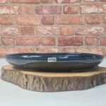 Elegant 25cm Blue Glazed Bonsai Pot | Oval Ceramic Planter with Drainage Holes