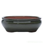 Elegant 26cm Glazed Oval Bonsai Pot | Olive Green Ceramic Planter | Perfect for Indoor and Outdoor Use