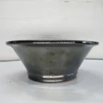 Elegant 21cm Glazed Bonsai Pot - Round Shape | Black & Silver Finish | Perfect for Bonsai Trees
