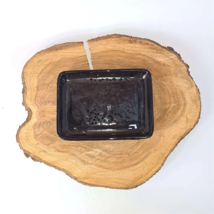 18cm Glazed Black Rectangle Drip Tray | Elegant & Durable Ceramic Tray - Image 1