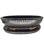 37cm Oval Glazed Bonsai Pot with Black Finish and Drip Tray | Perfect for Bonsai Enthusiasts