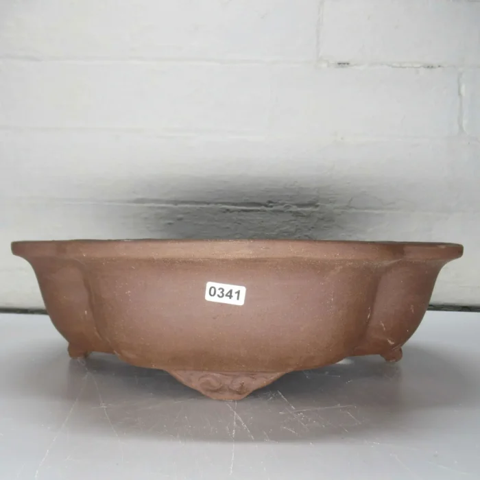 Elegant 31cm Unglazed Oval Bonsai Pot - Floral Brown, Ideal for Bonsai Enthusiasts - Image 1