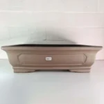Handmade 37cm Rectangle Bonsai Pot - Unglazed Brown Ceramic with Wiring and Drainage Holes