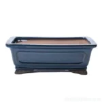 Premium 31cm Glazed Bonsai Pot - Rectangular Blue Ceramic Pot - Ideal for Bonsai Tree Display and Training