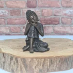 Thai Buddha Figurine - Brushed Wood Effect Resin, Left-Lean Design | 9.5cm Decorative Sculpture for Home Decor