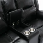 2 Seater Home Theater Recliner Chair with LED Lights, Cup Holders & Storage - Manual Recline, Black - Image 25