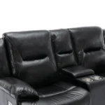 2 Seater Home Theater Recliner Chair with LED Lights, Cup Holders & Storage - Manual Recline, Black - Image 26