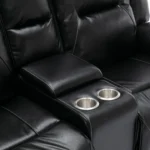 2 Seater Home Theater Recliner Chair with LED Lights, Cup Holders & Storage - Manual Recline, Black - Image 27