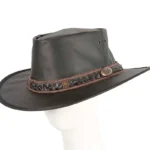 Handmade Black Australian Kangaroo Leather Outback Hat - Crushable, Genuine Leather, Travel-Friendly