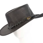 Premium Black Australian Buffalo Leather Jacaru Hat - UV Protection & Water Resistant