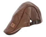Max Alexander M134 Brown Faux Leather Flat Cap - Classic & Adjustable, Perfect for All Seasons - Image 2