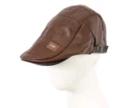 Max Alexander M134 Brown Faux Leather Flat Cap - Classic & Adjustable, Perfect for All Seasons