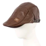 Max Alexander M134 Brown Faux Leather Flat Cap - Classic & Adjustable, Perfect for All Seasons