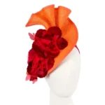 Stunning Orange Red Melbourne Cup Fascinator by Fillies Collection - Ideal for Races & Events