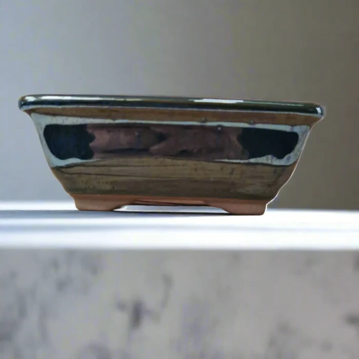 Elegant 13cm Blue Glazed Rectangle Bonsai Pot | Perfect for Bonsai Display - Image 1