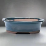 Elegant 26cm Glazed Oval Bonsai Pot - Dark Blue | Perfect for Small to Medium Bonsai Trees