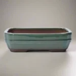 Elegant Green Glazed Bonsai Pot - Rectangular 20cm x 16cm x 5cm | Perfect for Bonsai Display