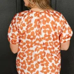 Sky Plus Size Floral Print Drawstring V Neck Short Sleeve Blouse - Comfortable and Stylish Summer Top for Women