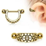 Elegant Gold Daisy Ear Cuff Cartilage Earring - Feminine Yellow Gold Design