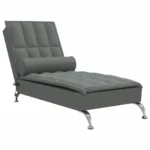 vidaXL Massage Chaise Lounge with Bolster - Dark Gray Fabric | Stylish & Comfortable Lounge Chair with Vibration Massage Function - Image 2