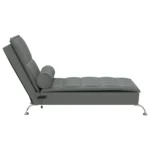 vidaXL Massage Chaise Lounge with Bolster - Dark Gray Fabric | Stylish & Comfortable Lounge Chair with Vibration Massage Function - Image 5