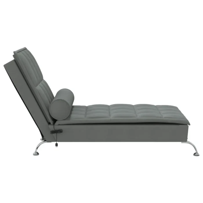 vidaXL Massage Chaise Lounge with Bolster - Dark Gray Fabric | Stylish & Comfortable Lounge Chair with Vibration Massage Function - Image 5