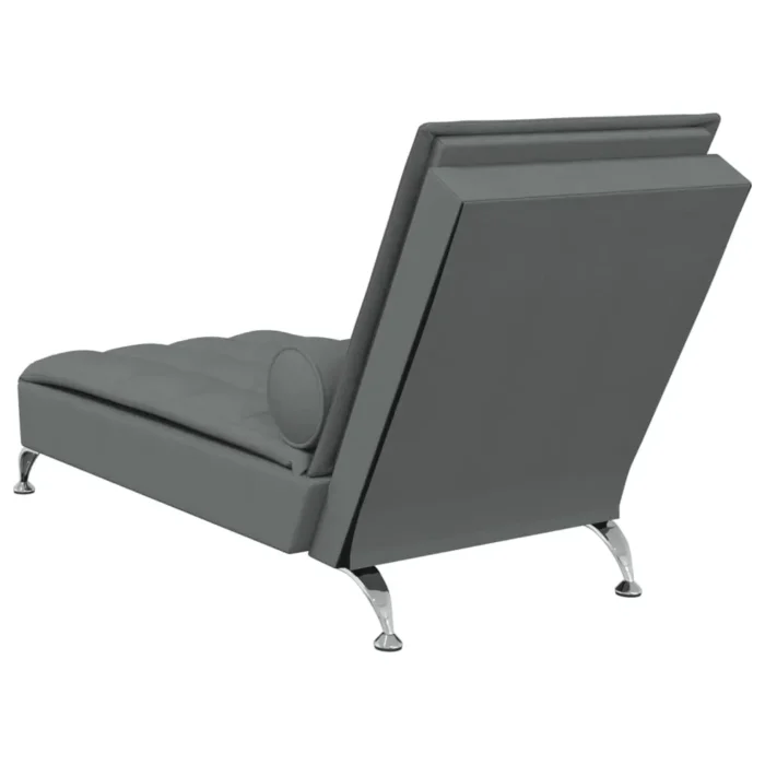 vidaXL Massage Chaise Lounge with Bolster - Dark Gray Fabric | Stylish & Comfortable Lounge Chair with Vibration Massage Function - Image 6