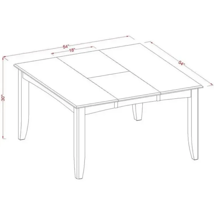 Elegant Parfait Gathering Dining Square Table with 18" Butterfly Leaf, Cappuccino Finish - 54" - Image 3
