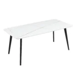 Elegant J3710 Porcelain Dining Table in White - 63'' - Ideal for Modern Kitchens & Dining Rooms - Durable & Stylish