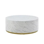 Elegant Faux Marble Coffee Table for Living Room - 35.43" Accent Table with Gold Metal Base (White) | Stylish & Functional