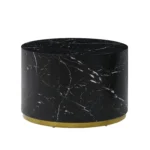 Elegant Black Marble Pattern Cocktail Table with Gold Metal Base - 23.62 inch, Modern MDF Coffee Table