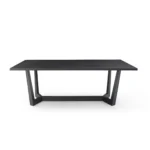 Rectangular MDF Dining Table - Mid Century Modern, Matt Black, Seats 4-6