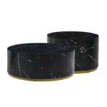 Elegant Black Marble Pattern Cocktail Table with Gold Metal Base - 23.62 inch, Modern MDF Coffee Table - Image 2
