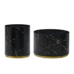 Elegant Black Marble Pattern Cocktail Table with Gold Metal Base - 23.62 inch, Modern MDF Coffee Table - Image 3