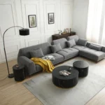 Elegant Black Marble Pattern Cocktail Table with Gold Metal Base - 23.62 inch, Modern MDF Coffee Table - Image 5