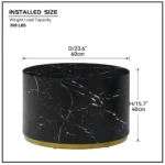 Elegant Black Marble Pattern Cocktail Table with Gold Metal Base - 23.62 inch, Modern MDF Coffee Table - Image 9