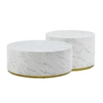 Elegant Faux Marble Coffee Table for Living Room - 35.43" Accent Table with Gold Metal Base (White) | Stylish & Functional - Image 2